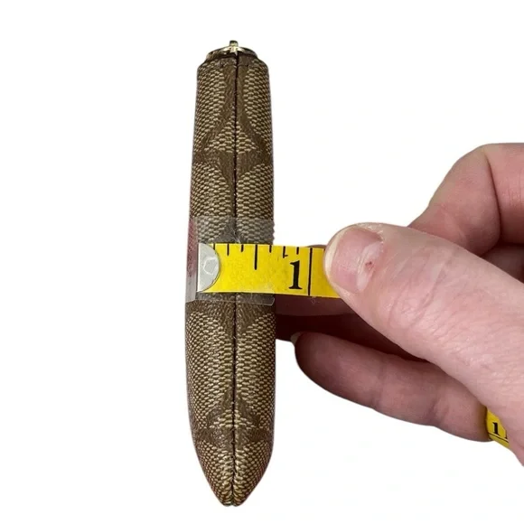 Coach EUC Rainbow Radial Print Khaki and Tan Pride Small Corner Zip Wristlet - Picture 16 of 17